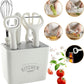Stainless Steel 6-Piece Kitchen Gadgets Set, Kitchen Scissors, Kitchen Utensils Set with Holder, Paring Knife, Whisk, Bottle Opener, Peeler- Anti-Slip Handle, Decorative Base
