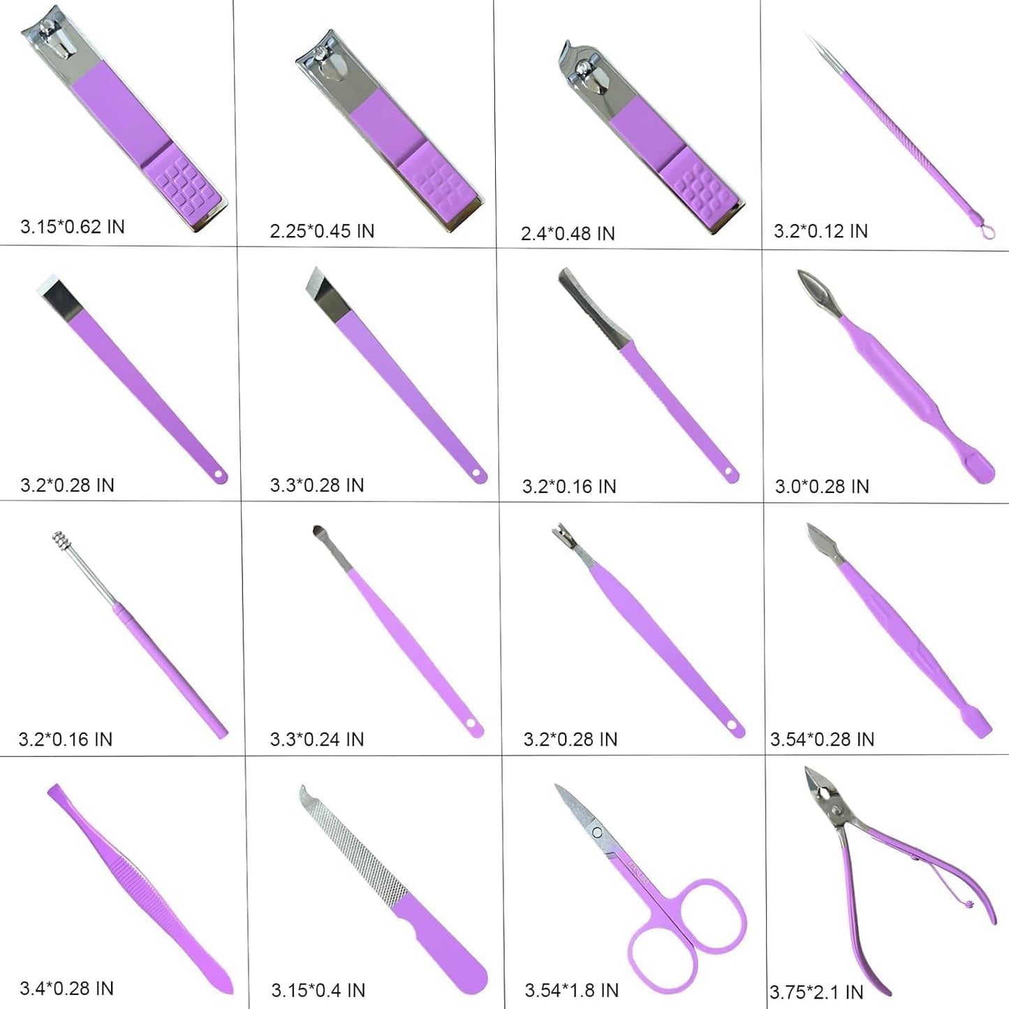 Stainless Steel Professional Manicure Set Nail Cutter For Women Nail Scissors Luxury Grooming Kit Manicure Pedicure Kit For Women Nail Acne Remover needle (MultiColor) (16 IN 1 Manicure Set)
