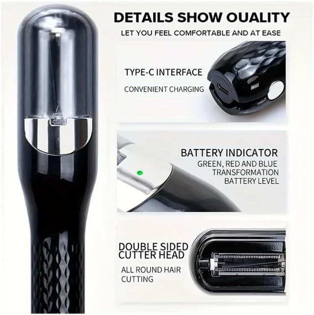 Cordless Split End Hair Trimmer Machine | Rechargeable Electric Split Ends Remover Tool for Dry, Damaged, Curly, Frizzy Hair | 2-in-1 Automatic Split End Cutter for Men & Women, Black
