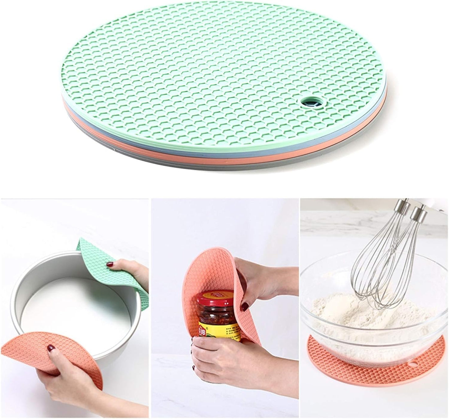 Oicia Silicone Trivet Mats Pack of 2 - Trivets for Hot Dishes, Multipurpose Food Grade Non-Slip Heat Resistant Countertops, Spoon Rest Hot Pads Pot Holders for Kitchen