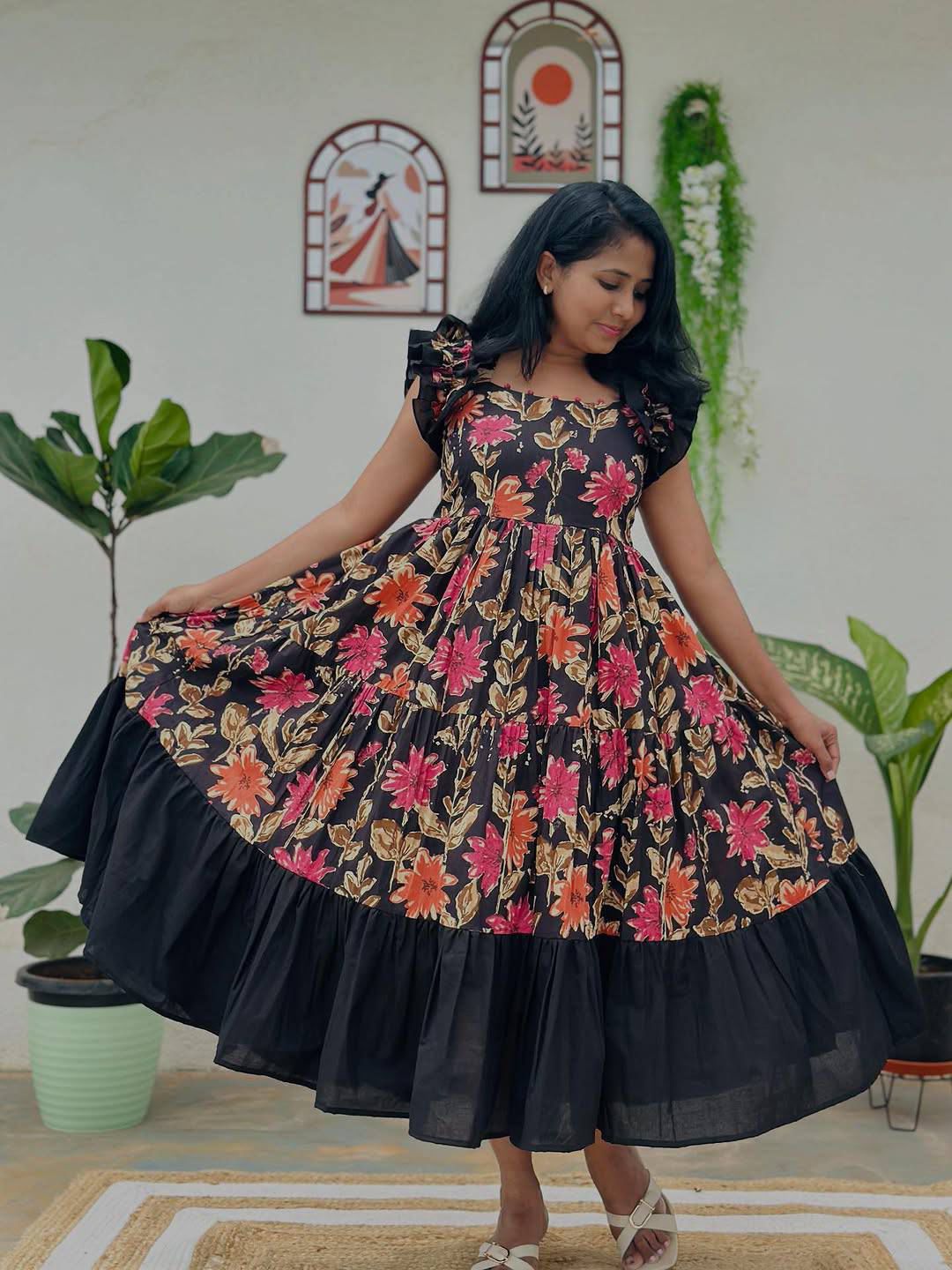 Ntroducing our latest  essential: the  Floral Dress. Crafted for comfort, this easy-breezy dress features a delightful  floral print. With a charming back knot detail and playful frill at the bottom, it’s perfect for sunny days
