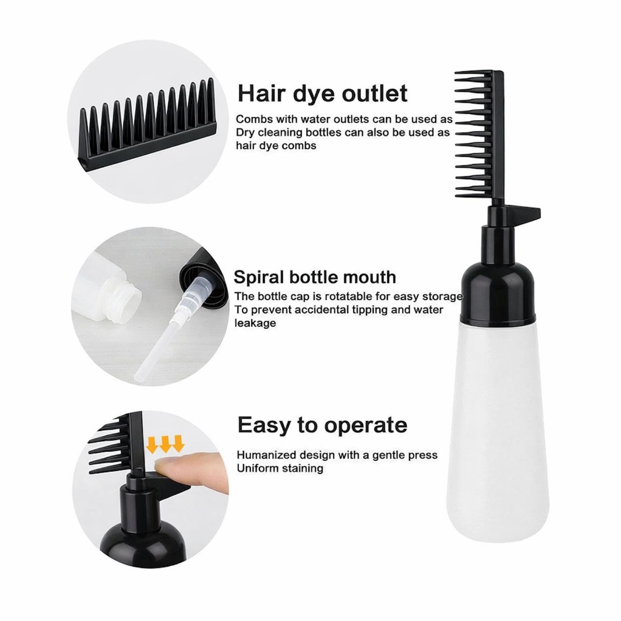 Hair Applicator Bottle with Comb and Cap, For Applying Any Liquid On Scalp and Graduated Scale Hair Dye Bottle For Hair Oil Salon Care (Pack Of 1)