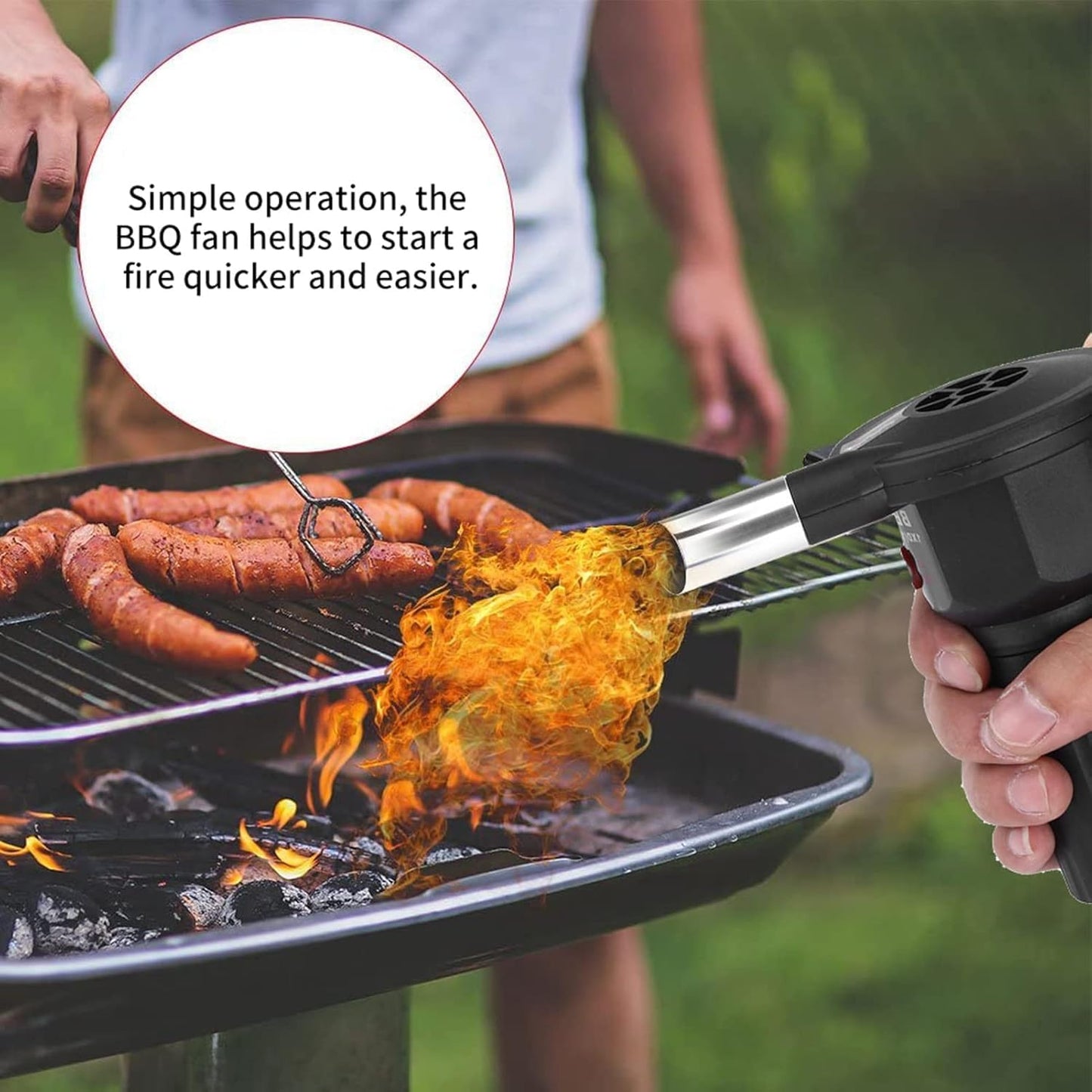 Homeybiz Manual Fan For Barbecue Hand Crank Blowers Mini Portable Manual Air Blower Camping Bbq Air Barbecue Tool Accessories, Mini Portable for BBQ Picnic Outdoor Camping