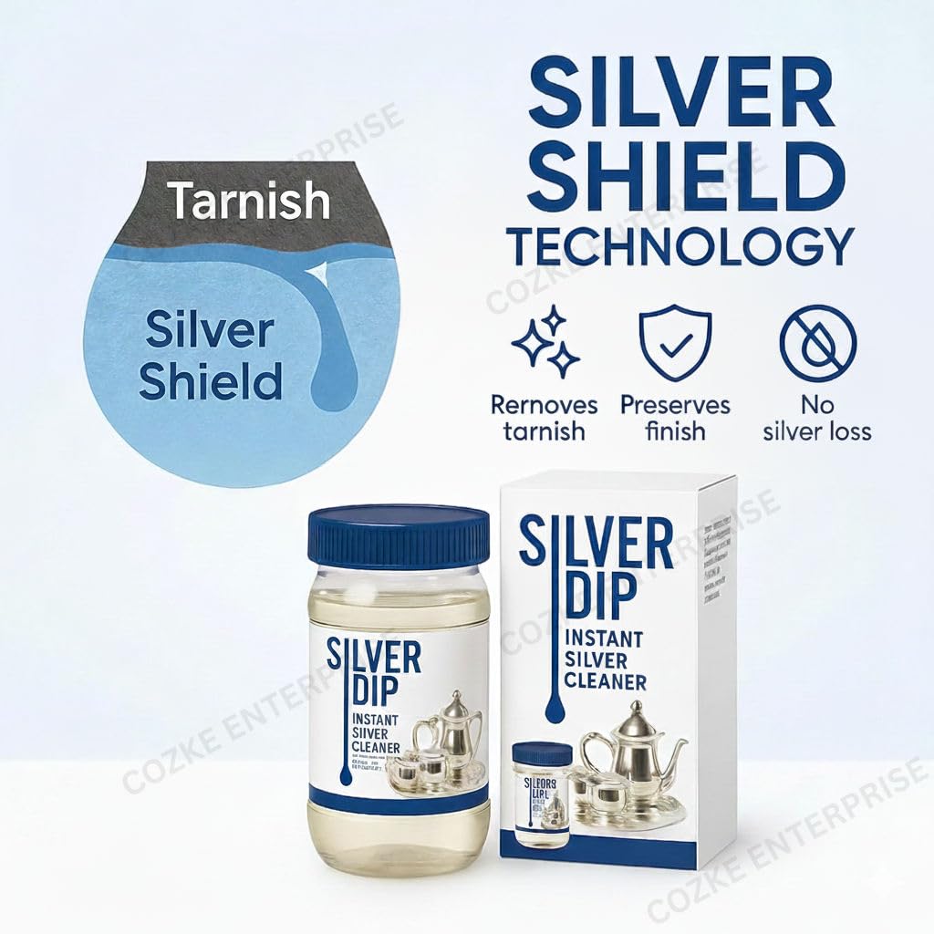 Silver Dip Cleaner Liquid - Fast Acting Tarnish Remover for Jewellery, Pooja Items & Utensils Instant Sparkling Clean