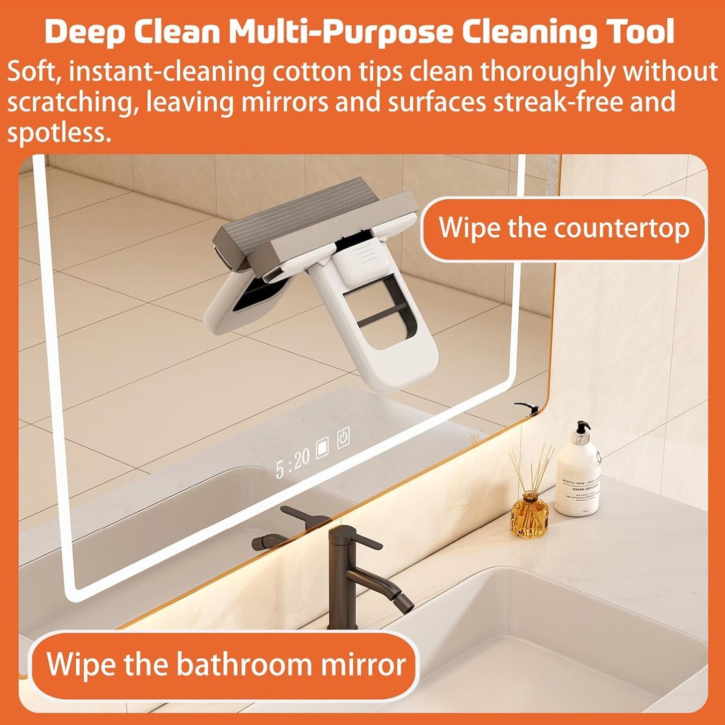 Mini Foldable Desktop Mop Portable Cleaning Sponge Mop Handheld Self Squeeze Cleaning Tool Wet and Dry Use System for Small Spaces Bathroom and Kitchen