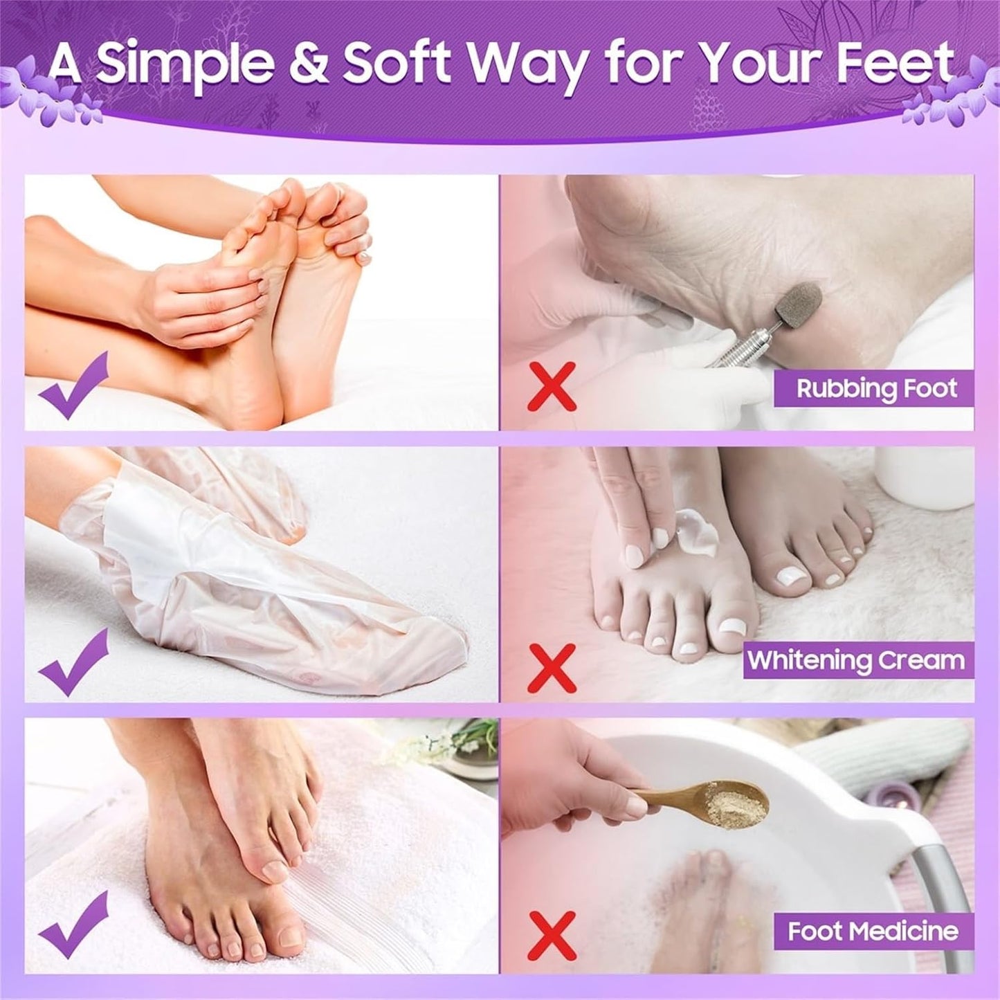 KLIFFOO Glycolic Acid Foot Peeling Mask 2 Pair, Korean Peeling & Exfoliating Foot Peel Off Mask for Rough, Dry & Cracked Heel, Feet Repair Socks Removes Dead Skin & Callus Remover, Cruelty-Free
