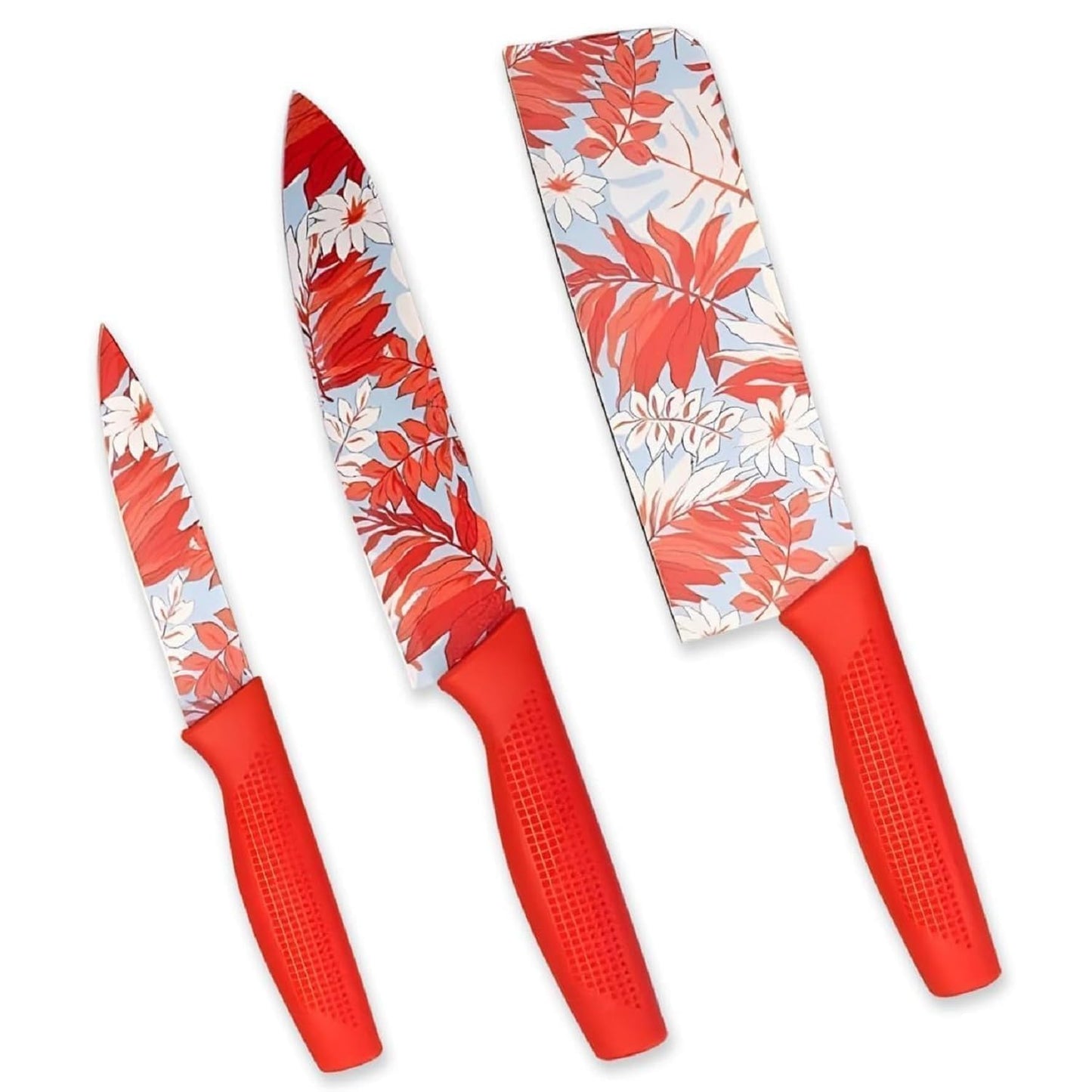 Stainless Steel Professional Kitchen Knife Set, 3-Piece Meat and Chef's Knife with Non-Slip Handle, Manual Sharpening for Home and Restaurant Use, Includes Covers