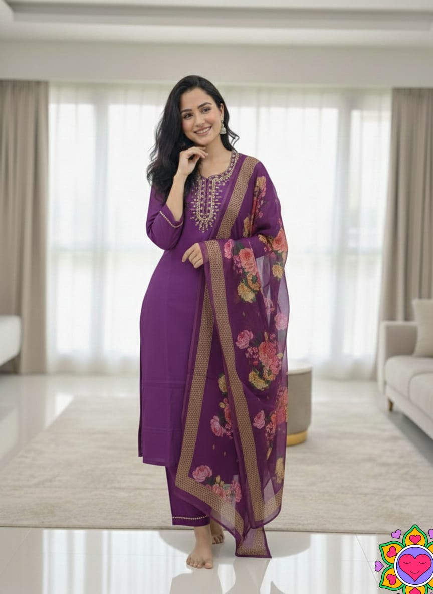 TOP FABRIC :  SLUB COTTON WITH CUT PEST EMBROIDERY WORK
