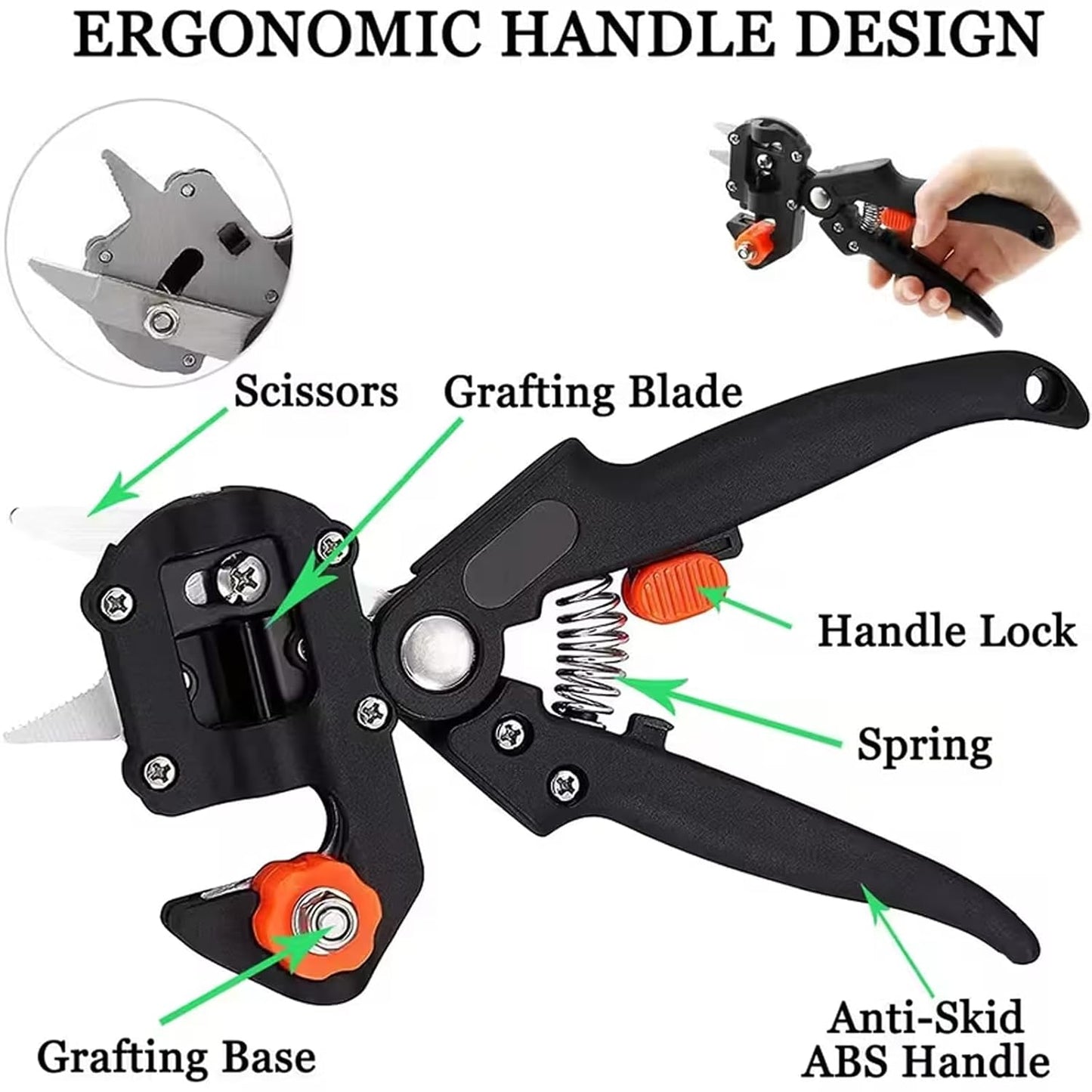 2 In 1 Garden Grafting Tool Pruner Kit For Plants, Plant Cutter For Garden, Grafting Tools For Plants, Precision Garden Grafting Tool With 3 Replaceable SK5 Steel Blades