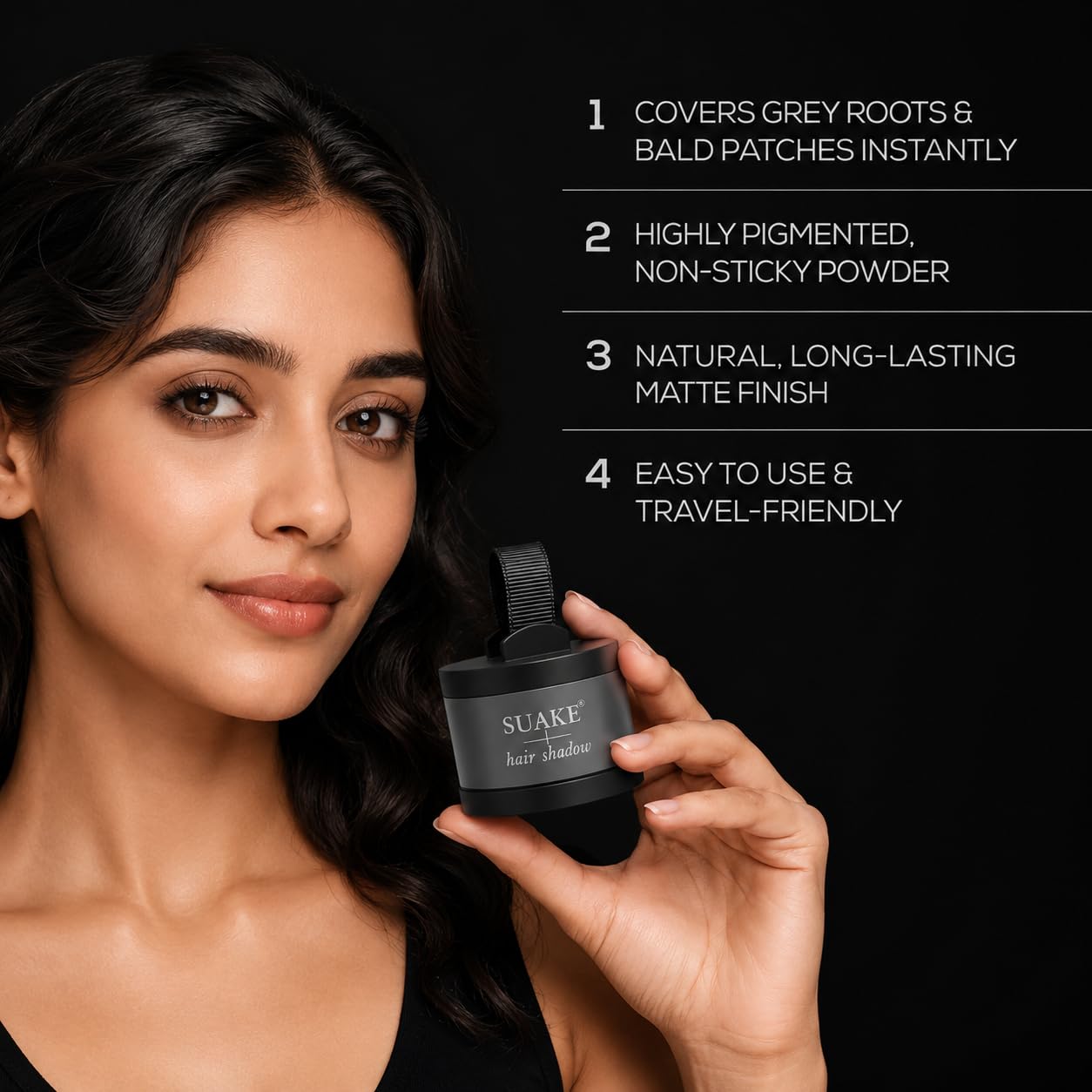 Hair Root Touch Up Powder for Thinning Hair | Instant Hair Loss Concealer & Scalp Shadow | Grey Hair Coverage Powder Waterproof & Sweat Resistant | Black Hair (4 Gm)