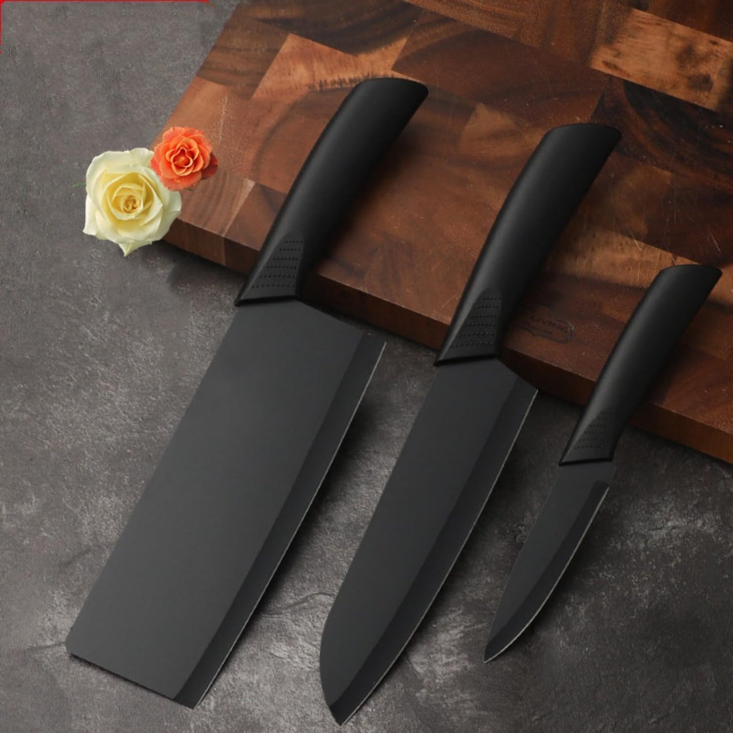Stainless Steel Professional Kitchen Knife Set, 3-Piece Meat and Chef's Knife with Non-Slip Handle, Manual Sharpening for Home and Restaurant Use