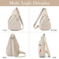 PALAY® Chest Bag for Women Men Fashion Nylon Lightweight Shoulder Bag Front Back Sling Shoulder Bag Zipper Pouch Day Bag with Handle Casual Beige Chest Bag for Hiking, Work
