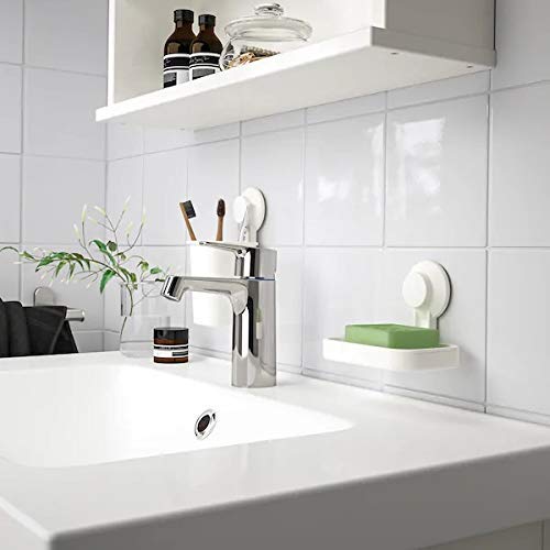 IKEA Tisken Recycled Abs Plastic Soap Dish with Suction Cup, White (Length: 14 Cm (5 ½") Width: 10 Cm (4") Max Load: 3 Kg (6 Lb 10 Oz))