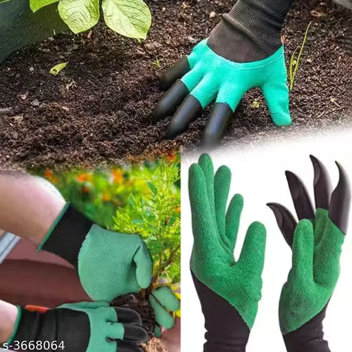 Garden Gloves With 4 ABS Plastic Claws For Digging & Planting - Unisex - One Size Fits All - 1 Pair