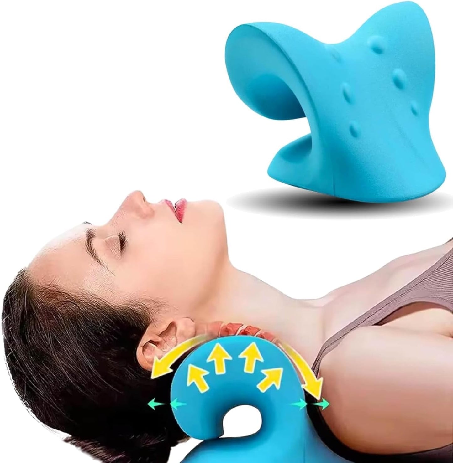 Drumstone (𝐄𝐱𝐥𝐮𝐬𝐢𝐯𝐞 𝟏𝟓 𝐘𝐞𝐚𝐫𝐬 𝐰𝐚𝐫𝐫𝐚𝐧𝐭𝐲) Neck & Shoulder Relaxer Cervical Traction Device for Pain Relief, Posture Correction & Hump Support | Acupressure Neck Stretcher Pillow for Women & Men