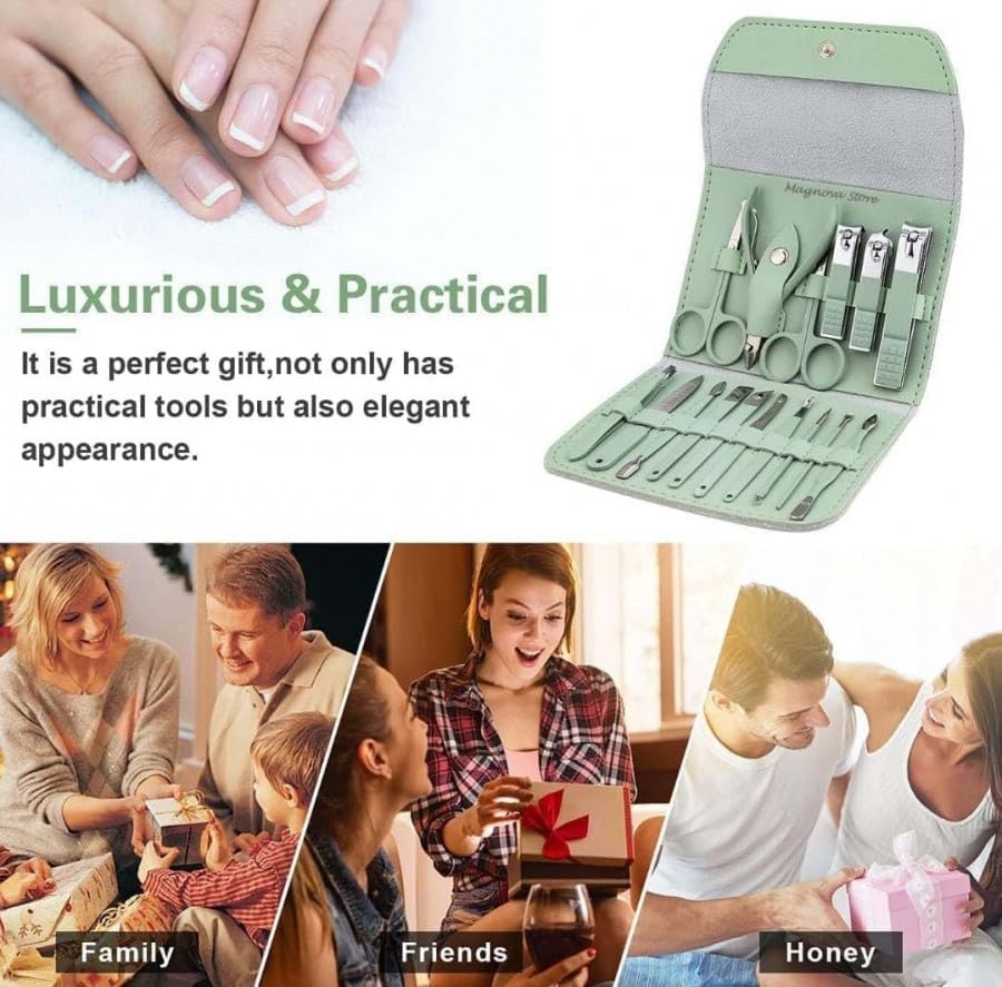 Manicure Kit,Stainless Steel Professional Manicure Set, pedicure tools for feet, Nail Clipper, Manicure Pedicure kit for women and Men-16 Pieces,Perfect Gifts for Women and Men