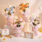 KAIDAA Handmade Korean Crochet Flower Bouquet with Shiny Led Lights & Polybag Knitted Floral Arrangement with Decorative Leaves | Tabletop Home Decor, Desk, Valentine Day Gift