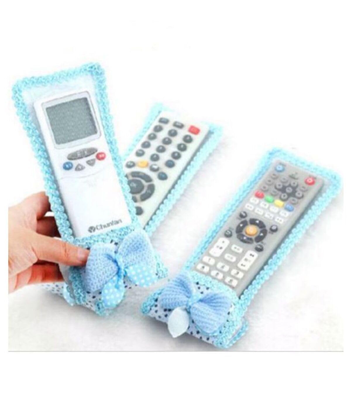 Remote Cover | Cute Design Cover for TV and AC Remote | Remote Case | Dustproof Case for Remote | Set of 3 | Blue.