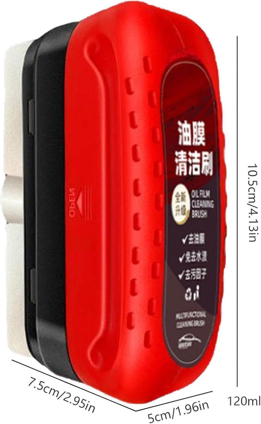 Buy 1 Get 1 Free – Premium Car Glass Oil Film Cleaning Brush 120ml Auto Windshield Windscreen Cleaning Tool with Built-in Dispenser | Streak-Free Stain Remover for Car & Home Windows