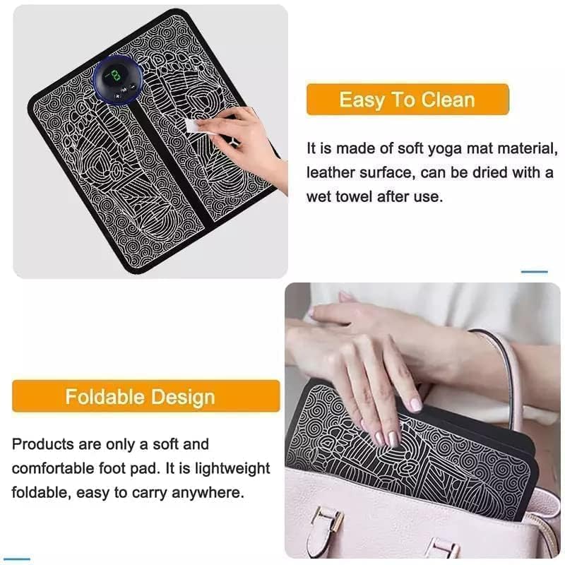 Foot Massager Acupressure Mat Electric Foldable Massage Pad 9 Strength 6 Modes for Relaxation Circulation and Relief from Fatigue Sore Feet