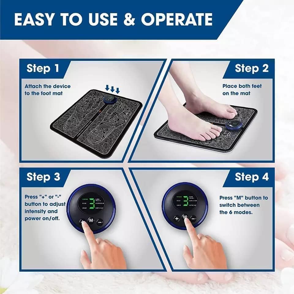 Foot Massager Acupressure Mat Electric Foldable Massage Pad 9 Strength 6 Modes for Relaxation Circulation and Relief from Fatigue Sore Feet