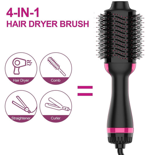 Hair Brush Dryer and Volumizer Hot Air Brush, 4-in-1 Ionic Blow Dryer Brush & Styler for Straightening, Curling, and Detangling, Professional Ceramic Tourmaline Hair Straightener Brush for All Hair Types for shine