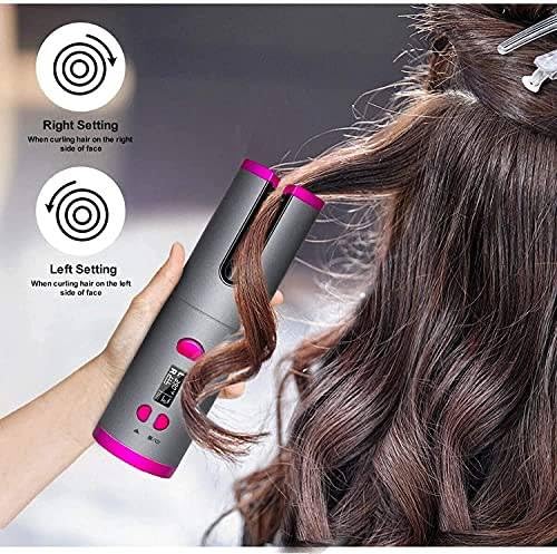 Avenn USB Rechargeable Automatic Wireless Electric Hair Curler, Cordless Auto Curler with L/R Rotating, 6 Temperature Settings 150°C-200°C, Multicolor