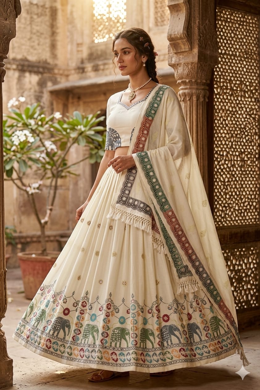 New Lounching Digital Print Muslin Cotton Lehenga Choli 💫.  VC SERIES:- 287  Lehenga(Semi-stitched) Lehenga Fabric : Muslin Cotton