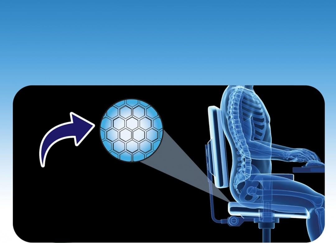 B W Egg-Seater Gel Honeycomb Seat Cushion, Ergonomic Orthopedic Support, Blue Cooling Pad with Non-Slip Cover for Office Chair, Car, Wheelchair.
