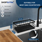 Kitchen Sink Organiser with Drain Tray, Countertop Storage Rack for Dish Soap Sponge Scrubber, Metal Wire Design, Black