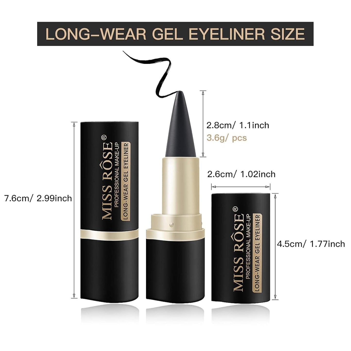 Black Gel Cream Eyeliner, Pencil Eyeliner & Kajal, Tool Smudge Proof and Waterproof Matte Quick Dry Black Eye-liner Pencil Tattoo Pen Stick Makeup for Women