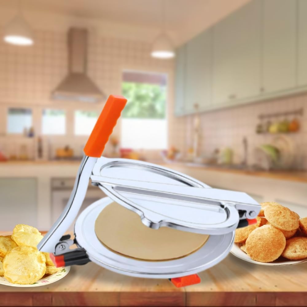 Roti Maker 6 Inch Non Stick Chapati Maker | Manual Roti Press Machine | Stainless Steel Flat Bread Maker for Chapati, Tortilla, Paratha, Papad | Kitchen Press Tool