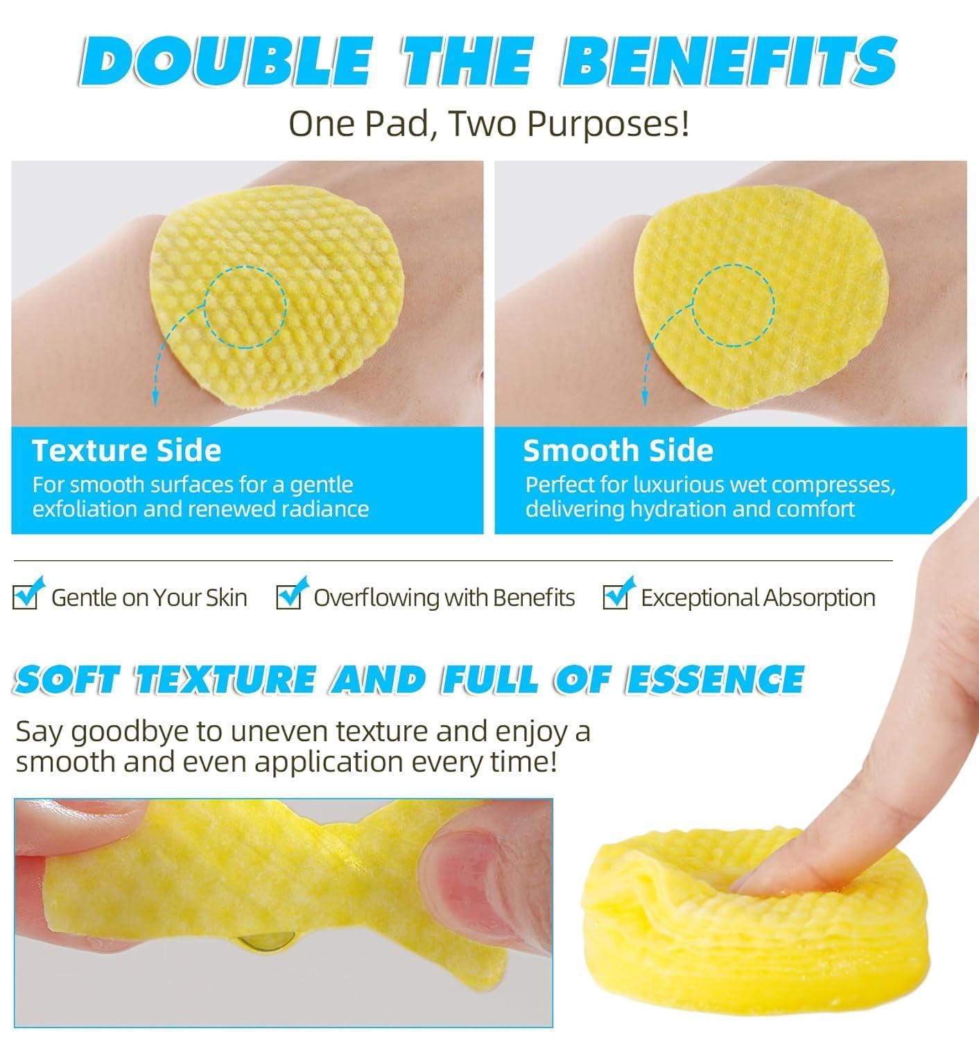 RIHETI Kojic Acid & Turmeric Cleansing Pads – 60PCS | Vitamin B5, Vitamin C, Lemon & Chamomile Infused Foaming Exfoliating Pads for Face | Natural Skin Brightening, Pore Cleansing & Makeup Removal