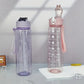 Transparent Motivational Water Bottle 900ML with Time Marker, Leakproof BPA Free Sipper Bottle for Gym, Office, School & Outdoor Use
