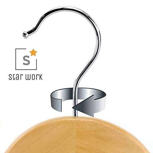 STAR WORK Wooden Ultra Thin Space Saving Non-Slip Velvet Suit Hangers Ideal For Everyday Standard Use (6 Pieces)