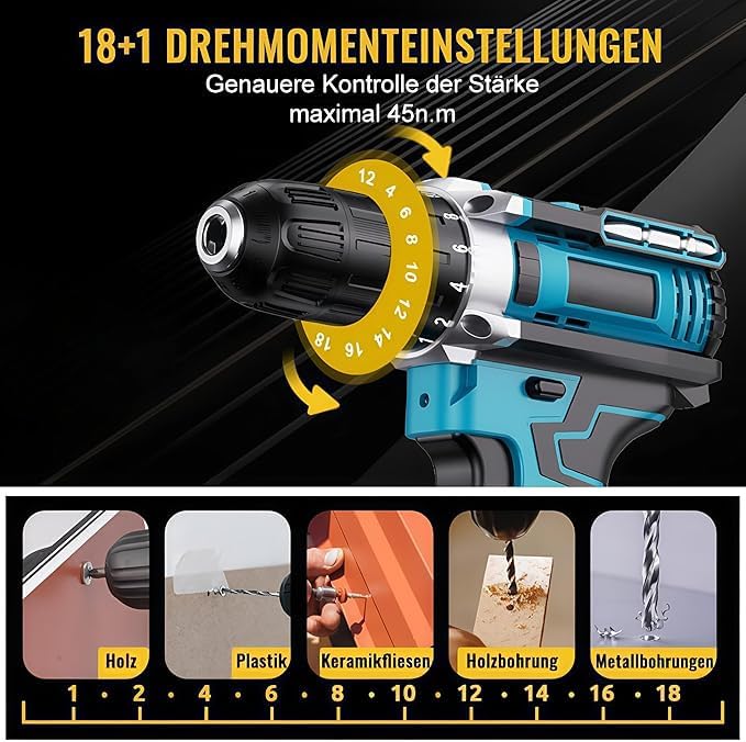 Cordless Drill Machine 21V with Dual Speed & 24 Pc Accessories | 10 mm Chuck | Rechargeable Electric Screwdriver & Power Tool for Home, Office & DIY Use