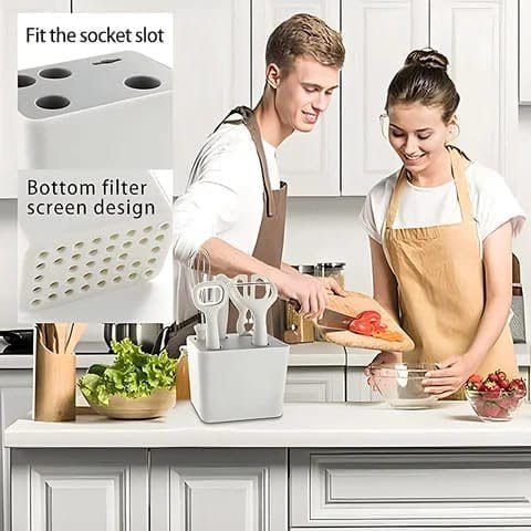 Stainless Steel 6-Piece Kitchen Gadgets Set, Kitchen Scissors, Kitchen Utensils Set with Holder, Paring Knife, Whisk, Bottle Opener, Peeler- Anti-Slip Handle, Decorative Base