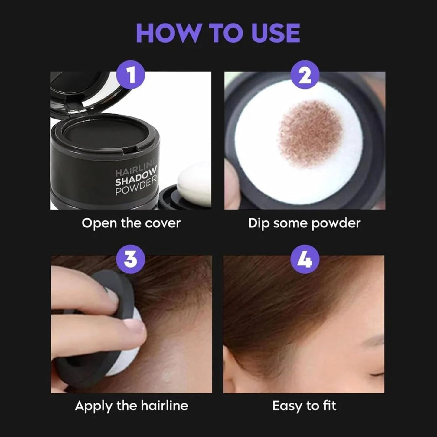 Hair Root Touch Up Powder for Thinning Hair | Instant Hair Loss Concealer & Scalp Shadow | Grey Hair Coverage Powder Waterproof & Sweat Resistant | Black Hair (4 Gm)