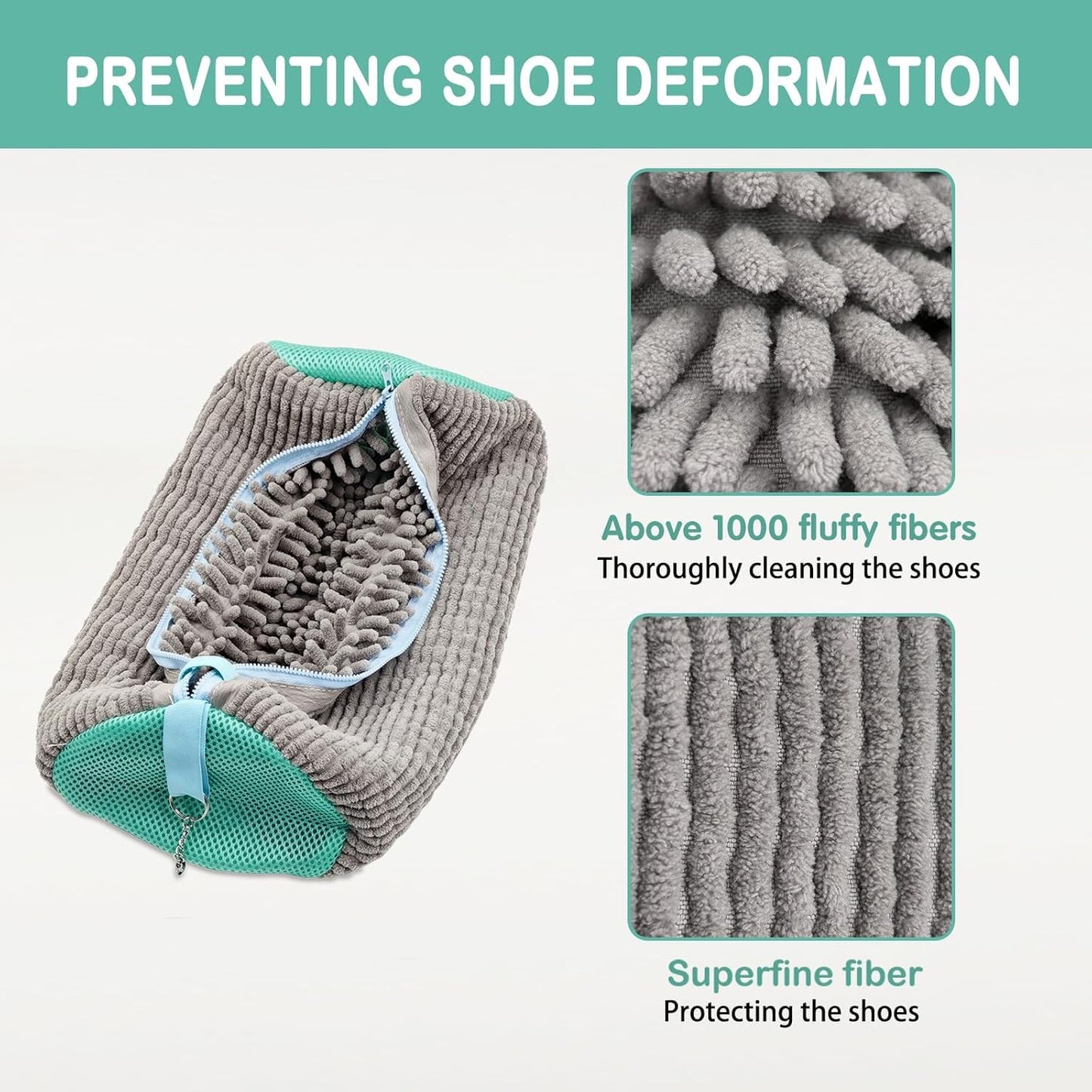Glivary Shoe washing machine bag, Laundry shoe pouch for washer and dryer, Reusable and Durable Zipper Plush Washing Machine Bag for Sneakers, Delicates and Toys