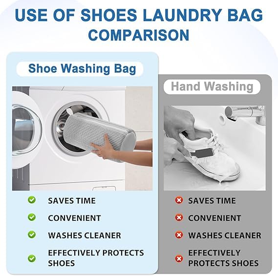 Shoe Washing Bag for Washing Machine | Shoe Laundry Bag for Sneakers and Sports Shoes | Reusable Mesh Shoe Wash Bag with Zipper