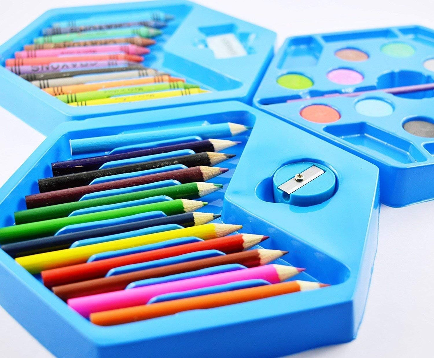 AMIRATE Colors Box Color Pencil,Crayons, Water Color, Sketch Pens Set of 46 Pieces (Color & Design for Kids)(Pack of 1) MULTY COLOR- blue & pink