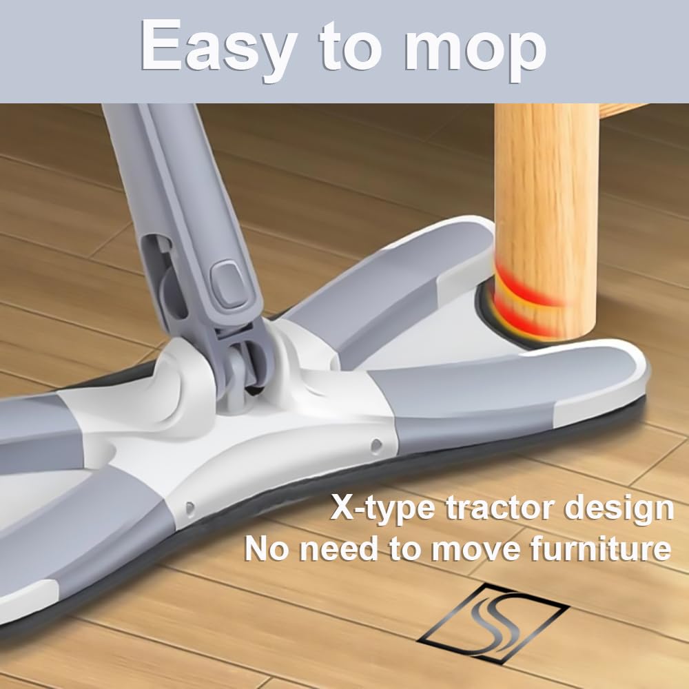 STELLIX Mop Pocha for Floor Cleaning|X-Shape 360� Mop with Flexible Head, Ideal for Wet & Dry Cleaning for Any Surface | Super-Absorbent Pads
