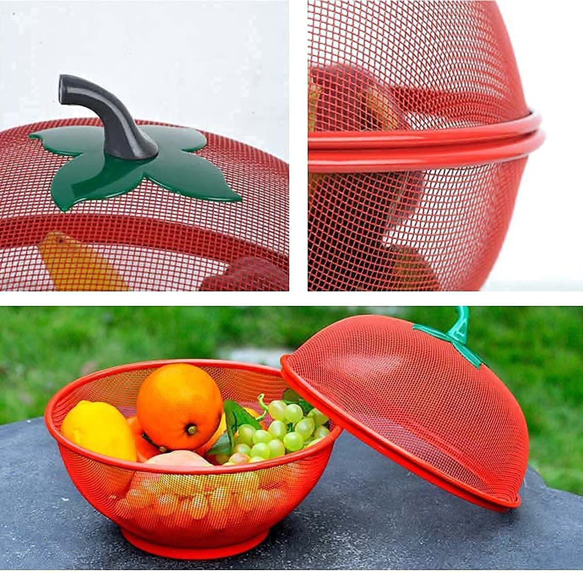 Apple Shape Net Fruits & Vegetables Basket for Kitchen | Fruit Basket with Net Cover for Protection | Fruit & Vegetable Storage Stand Basket | Decorative Kitchen Countertop Fruit Holder