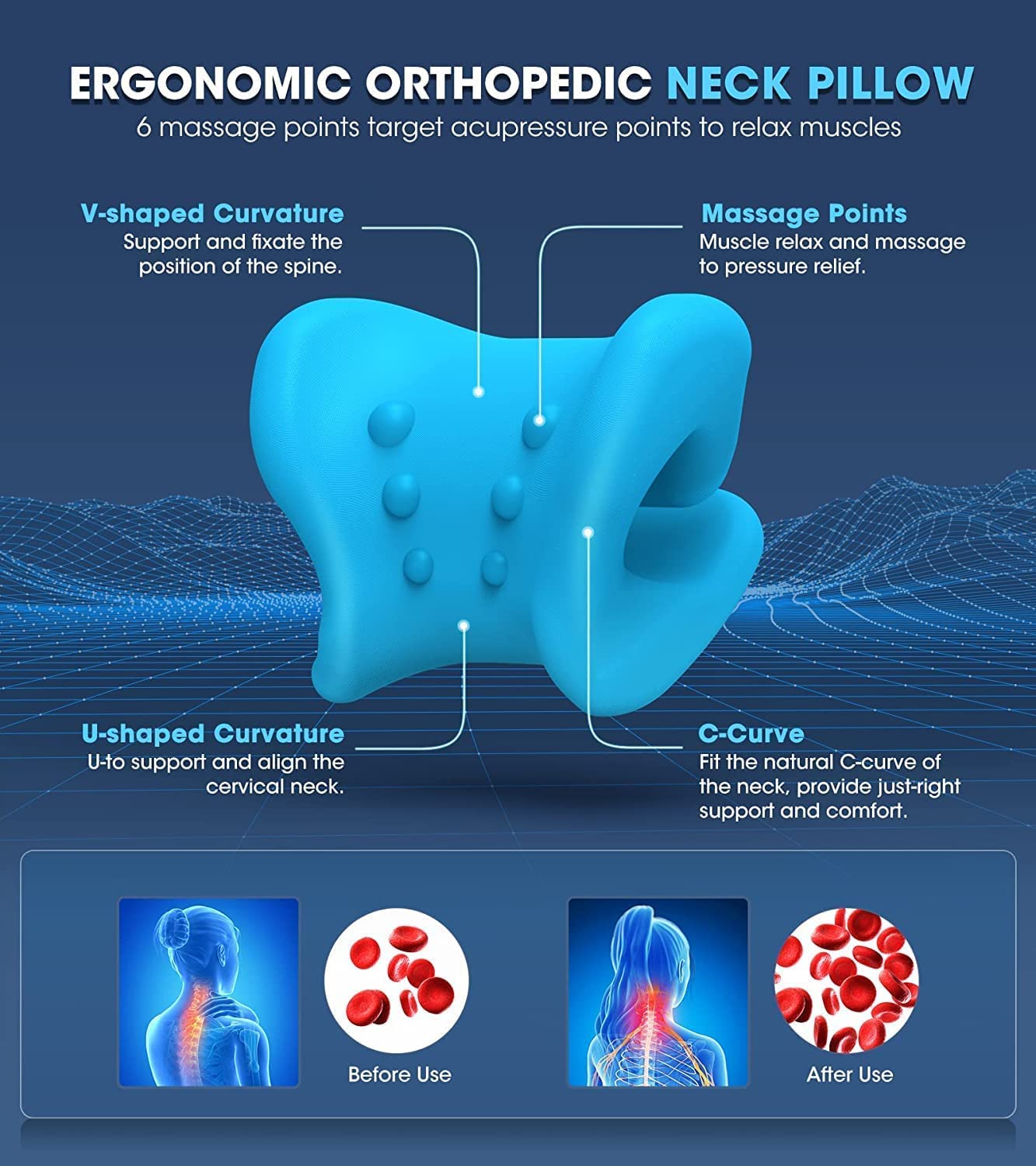 Drumstone (𝐄𝐱𝐥𝐮𝐬𝐢𝐯𝐞 𝟏𝟓 𝐘𝐞𝐚𝐫𝐬 𝐰𝐚𝐫𝐫𝐚𝐧𝐭𝐲) Neck & Shoulder Relaxer Cervical Traction Device for Pain Relief, Posture Correction & Hump Support | Acupressure Neck Stretcher Pillow for Women & Men