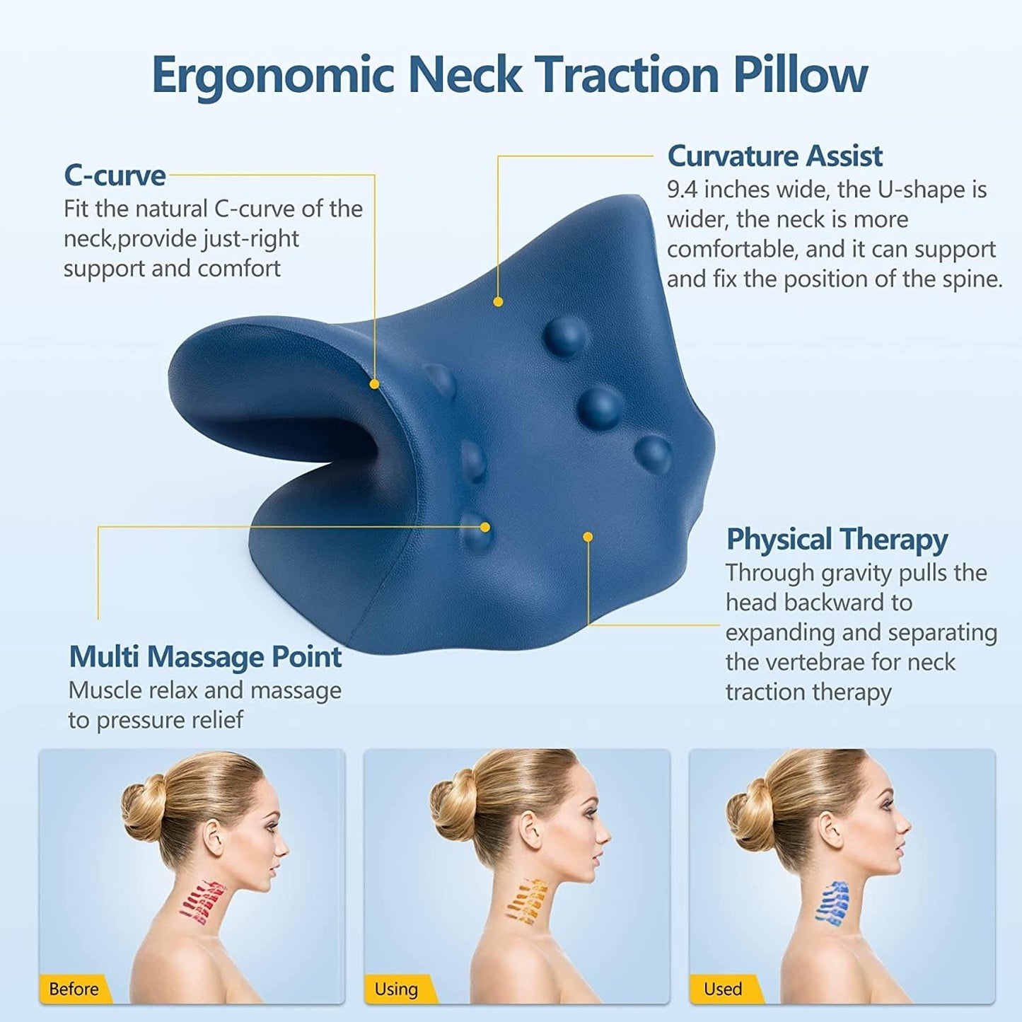 Drumstone (𝐄𝐱𝐥𝐮𝐬𝐢𝐯𝐞 𝟏𝟓 𝐘𝐞𝐚𝐫𝐬 𝐰𝐚𝐫𝐫𝐚𝐧𝐭𝐲) Neck & Shoulder Relaxer Cervical Traction Device for Pain Relief, Posture Correction & Hump Support | Acupressure Neck Stretcher Pillow for Women & Men