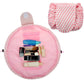 Lazy Bag Pink Strip, Waterproof Travel Toiletry Organizer, Foldable Makeup Storage Pouch for Women Vanity Bag
