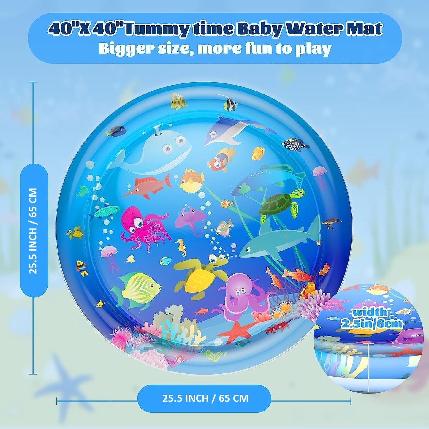 Tec Tavakkal Baby Kids Water Play Mat Toys Inflatable Tummy Time Leakproof Water Play Mat, Fun Activity Play Center Indoor and Outdoor Water Play Mat for Baby Random Design