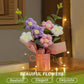 KAIDAA Handmade Korean Crochet Flower Bouquet with Shiny Led Lights & Polybag Knitted Floral Arrangement with Decorative Leaves | Tabletop Home Decor, Desk, Valentine Day Gift