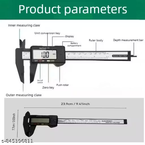 Carbon Fiber Composite Digital Caliper | LCD Screen with One-Button Switching for Metric and Imperial Units | Precision Measuring Caliper for Golden and Precious Metals | 0.01 Inch High-Precision Measuring Instrument | Multi-Function Electronic