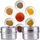 9-Pcs Stainless Steel Magnetic Spice Jars with Rack – Round Masala Containers & Spray Tins for Kitchen Storage